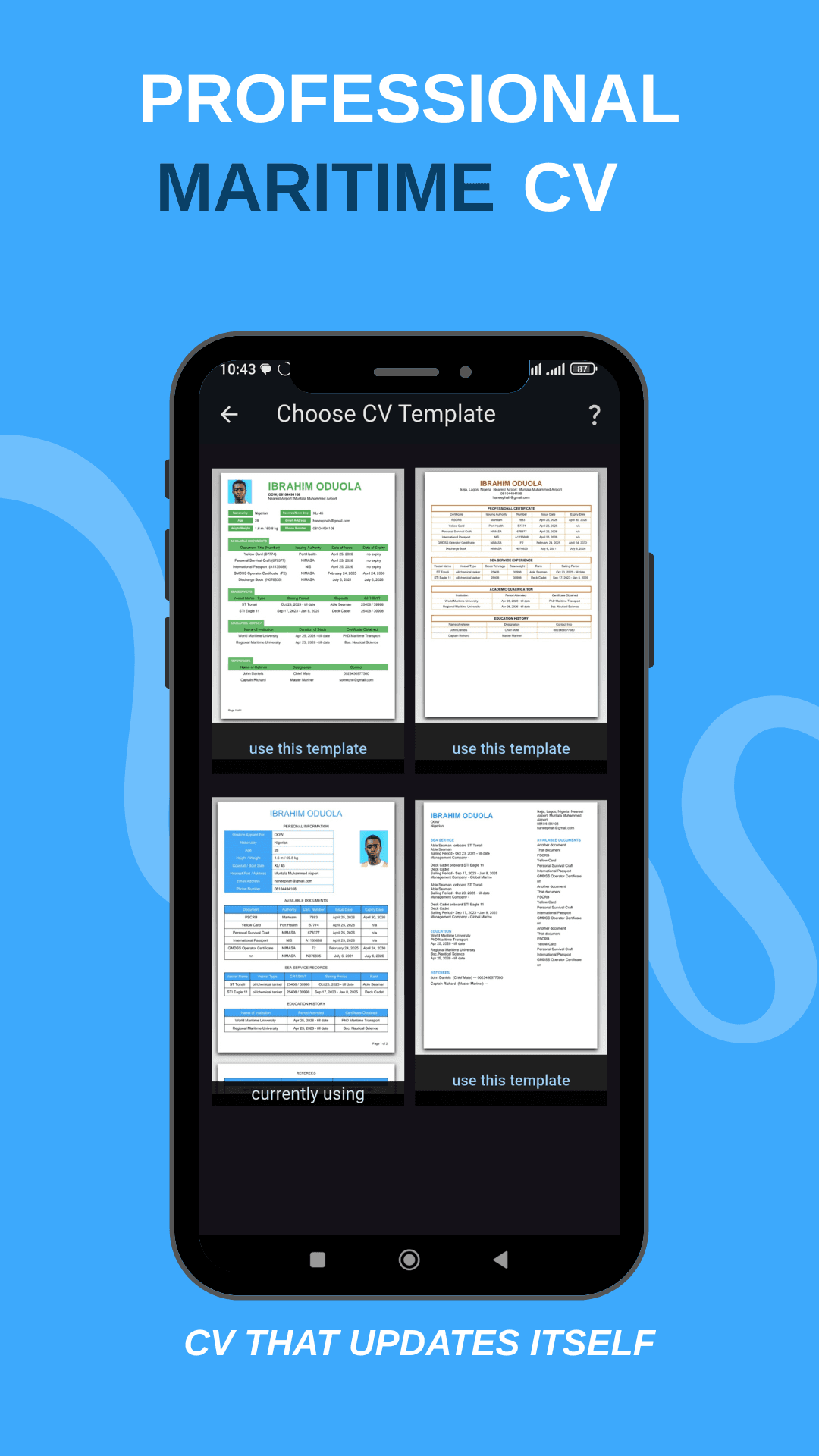 MarinerCV app screenshot 3